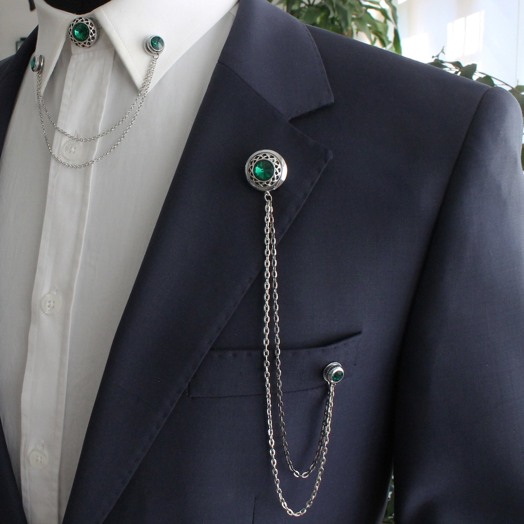 Spilla Da Cravatta Con Catena - Accessorio Elegante Per Uomo, Regalo Ideale Per Matrimoni E Eventi - Foto 4