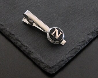 Customized Letter Tie Clip, Handmade Tie Bar, Letter Tie Clip Man Men, Wedding Tie Clip, Gift For Him, Men's Accessory, Father, Christmas