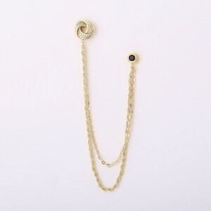 Gold Color Shirt Jacket Collar Chain Brooch Set, Suit Lapel Pin, Shirt ...