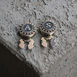 Abotoaduras com capa de botão personalizáveis, abotoaduras com letras feitas à mão, joias masculinas com design exclusivo, presentes para ele, acessório para padrinho de casamento