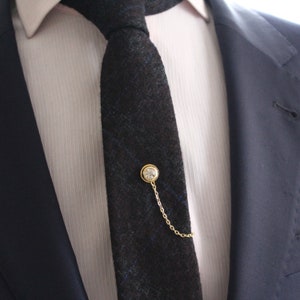 Tie Tack with chain, Tie Clip, Tie Bar, Hand Made Unique Design, Men&#39;s Wedding Jewellery, Gift for him husband, Man Dad gifts