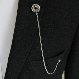 6 Models-Handmade Jacket Chain Brooch / Lapel Pin Men&#39;s Women&#39;s Jewellery Accessory, Chain Brooch, Gift for Husband, Wedding Accessory