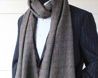 Handmade Gray Scarf, Soft Fabric Men Patterned Scarves, Winter Scarfs, Gift For Him, Gift For Her, Christmas Gift Man Dad Husband