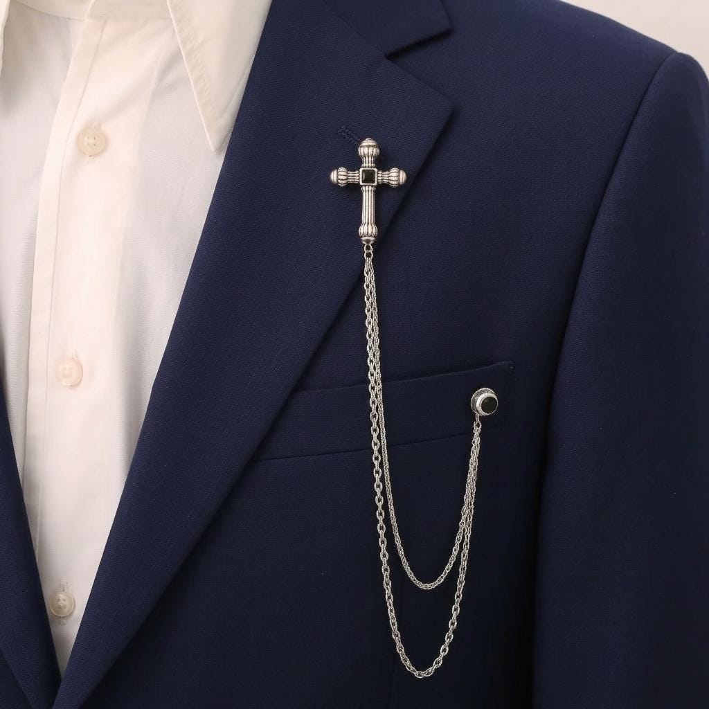 Knighthood Ancoraggio Rosso Bianco e Verde con Catena in Oro e Dettagli in Pietra Spilla Distintivo Cappotto Abito da Cerimonia Regalo Camicia da