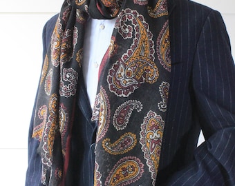 Handmade Black Scarf, 100% Wool Fabric Men Patterned Scarves, Winter Scarfs, Gift For Him, Gift For Her, Christmas Gift Man Dad Husband