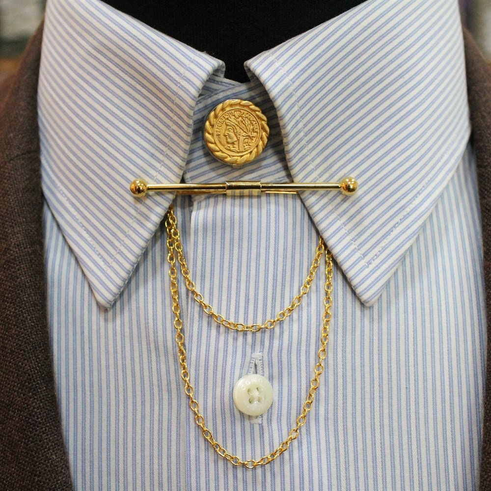 Gold Color Collar Pin Collar Bar Shirt ...