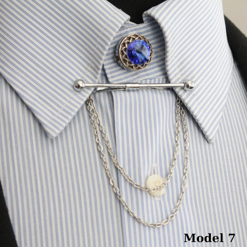 Ensemble d'épingles de col de couleur argent, barre de col, pinces de col de chemise, barre de cravate de col pour hommes, accessoires de chemise homme garçons d'honneur de mariage, cadeaux pour hommes Model 7