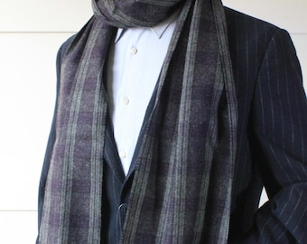 Handmade Gray Scarf, Soft Fabric Men Patterned Scarves, Winter Scarfs, Gift For Him, Gift For Her, Christmas Gift Man Dad Husband