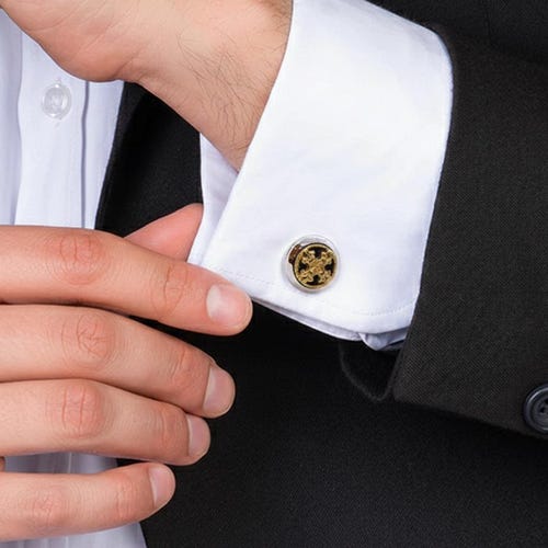Gemelos con el símbolo de la cruz: Gemelos para padrinos de boda, Regalos de diseño para hombre, Regalo para padrinos de boda y papá, Gemelos para hombre