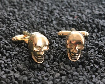 Skull Cufflinks: Plated Brass, Unique Groomsmen Gift