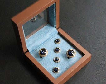 ハンドメイドゴールドカラータキシードシャツスタッド＆カフスボタン