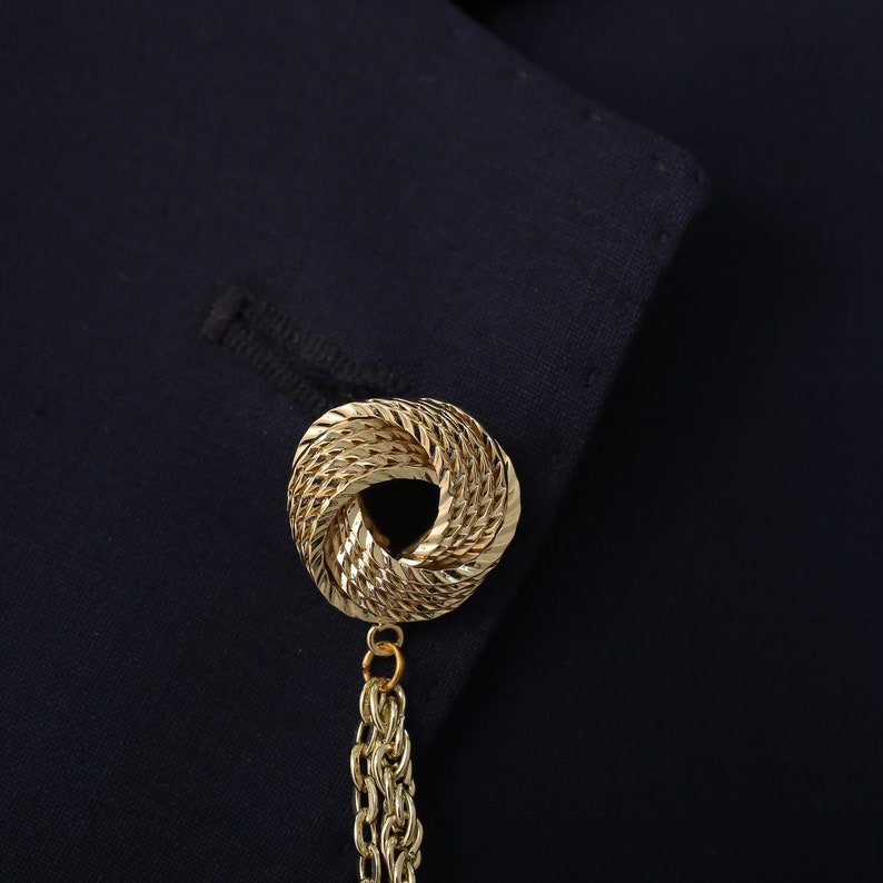Conjunto de broche de cadena de cuello de camisa de color dorado, pasador de solapa de chaqueta, pasador de cadena de camisa, broche de solapa, regalo para él, joyería de regalos para hombres imagen 7