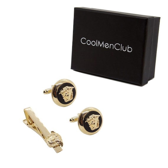 THE MASONIC COLLECTION - Set di gemelli e cravatta quadrati e compasso, da uomo, placcati in argento, in sacchetto di velluto/confezione regalo, regalo massone per uomini, Misura unica, Ottone, Non