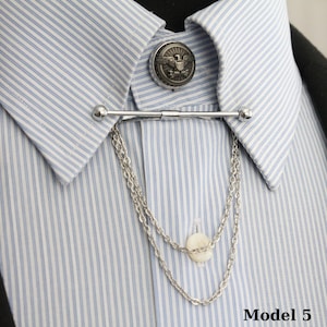 Ensemble d'épingles de col de couleur argent, barre de col, pinces de col de chemise, barre de cravate de col pour hommes, accessoires de chemise homme garçons d'honneur de mariage, cadeaux pour hommes Model 5