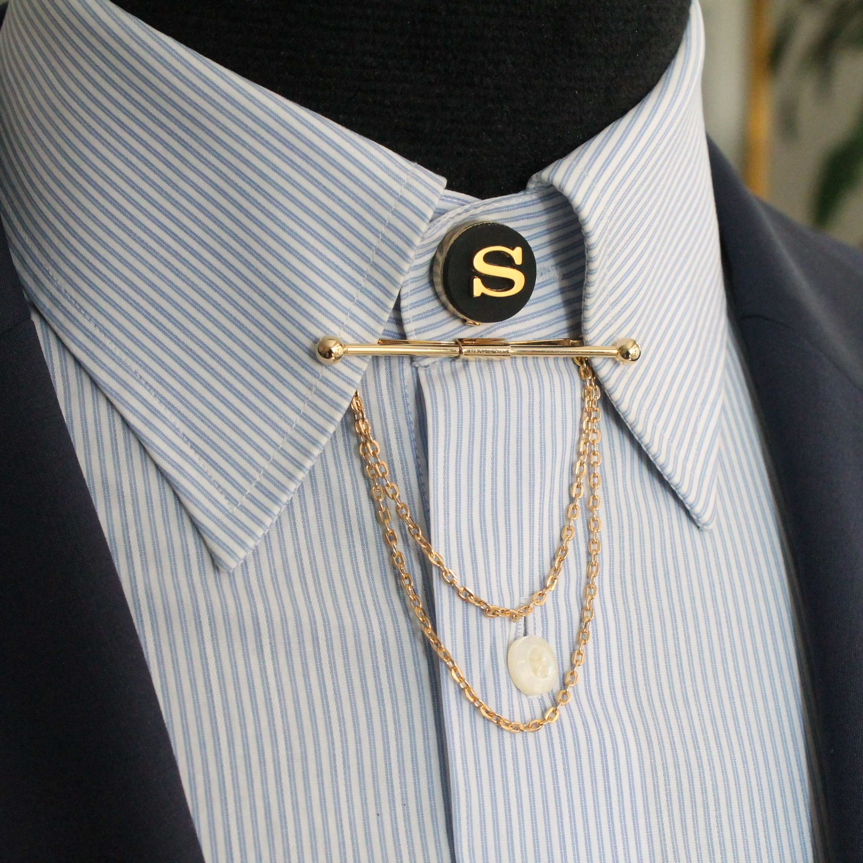 Customized Gold Colour Button Cover Shirt Collar Clip | Etsy