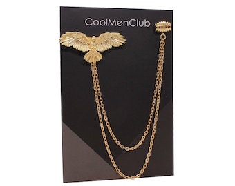 Broche de solapa American Eagle: Broche de cadena para chaqueta, broche de solapa, broche para traje, regalo para hombre, accesorio de joyería para padrinos de boda