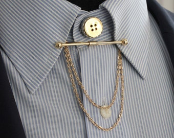 slim fit dress slacks French Cuff Dress Shirt and Tie Set White Gold Bold Stripe DS3813P2
