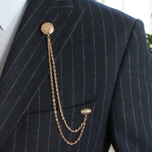 Gold Color Ancient Compass Shirt Jacket Collar Chain Brooch Set, Jacket ...