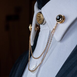 Handmade Shirt Jacket Collar Chain Brooch Set, Lapel Pin Wedding ...