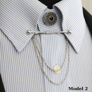 Silver Color Collar Pin Set Collar Bar Shirt Collar Clips - Etsy