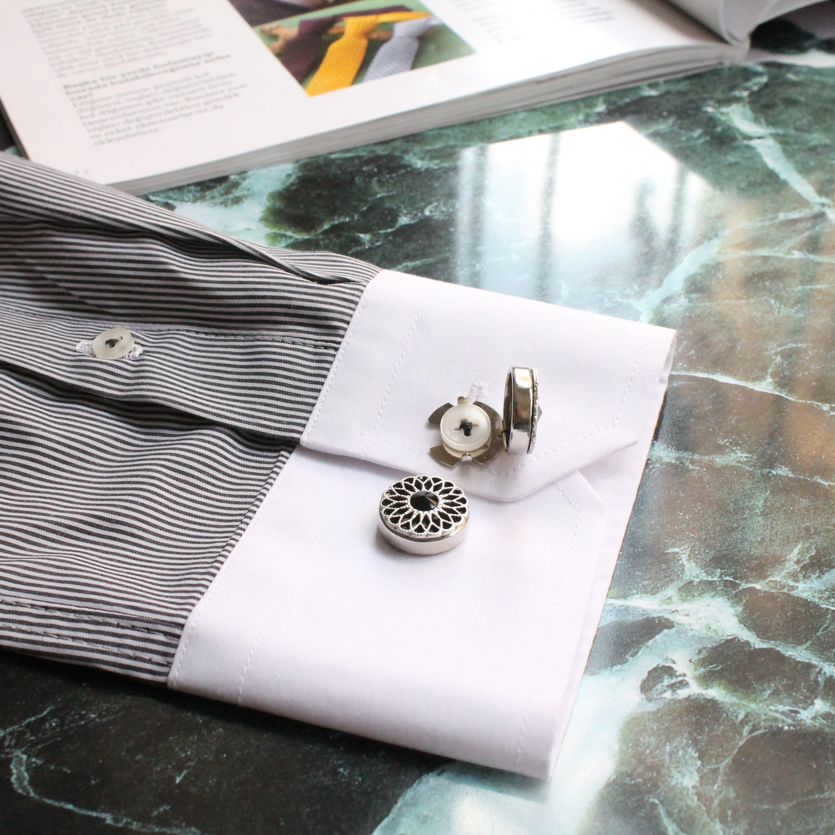 Black Stones Button Cover Cufflinks, Handmade Cuff Links, Unique Design Men's Jewelry, Gifts For Him, Wedding Accessory Groomsmann
