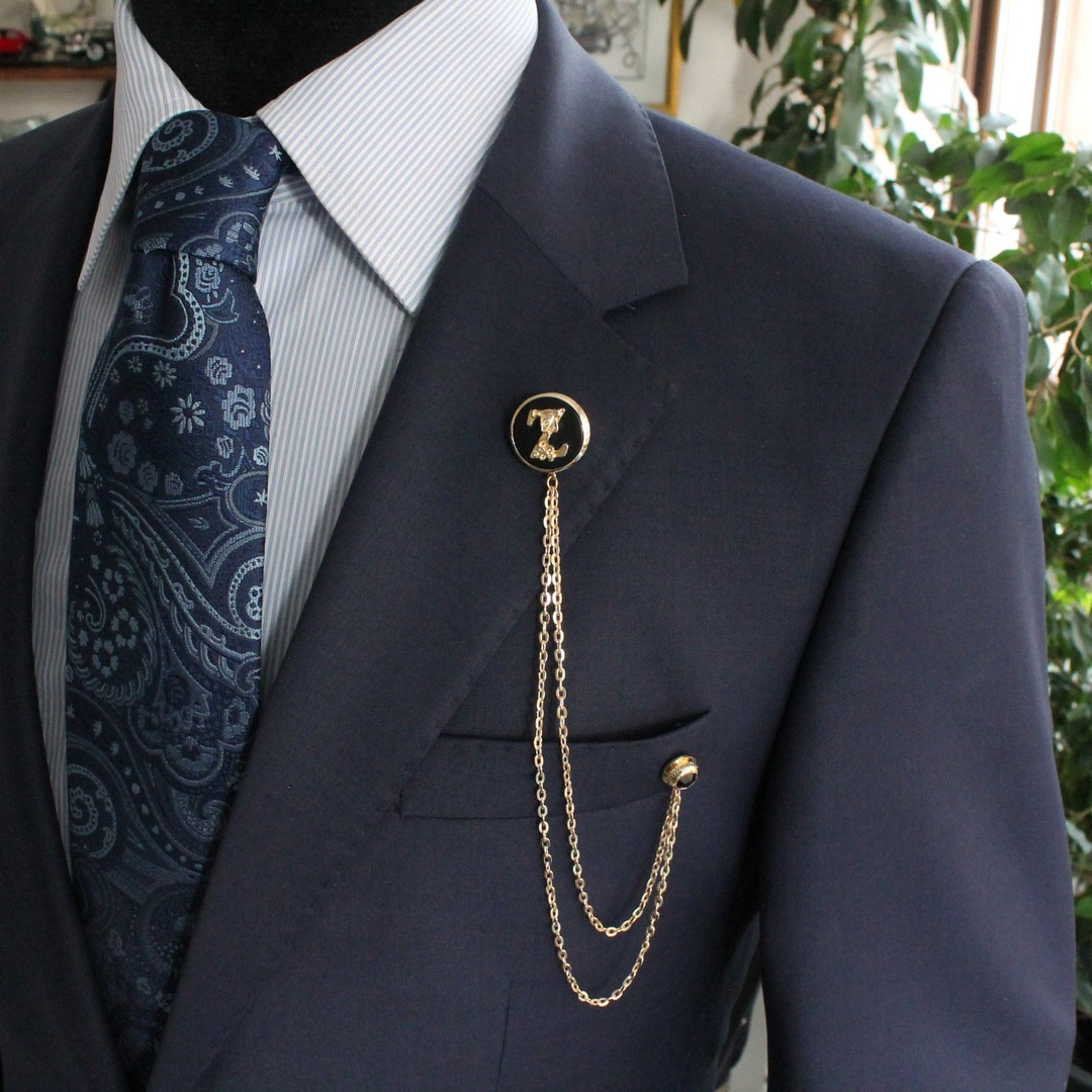 Customized Handmade Chain Lapel Brooch, Personalized Letter Jacket