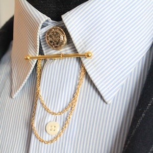 Gold Color Ancient Compass Shirt Jacket Collar Chain Brooch Set, Jacket ...