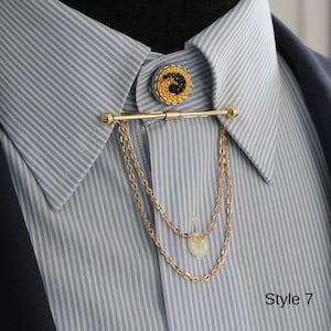 Épingle de col de couleur or, barre de col, clips de col de chemise, barre de cravate de col pour hommes, accessoires pour hommes de chemise, accessoire de mariage pour hommes, cadeaux pour hommes Style 7