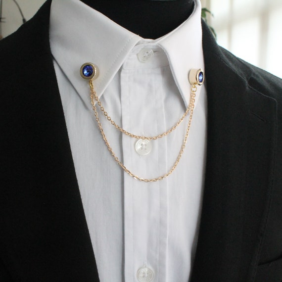 5 in 1 Shirt Collar Pin With Changeable Stones Shirt Gold - Etsy