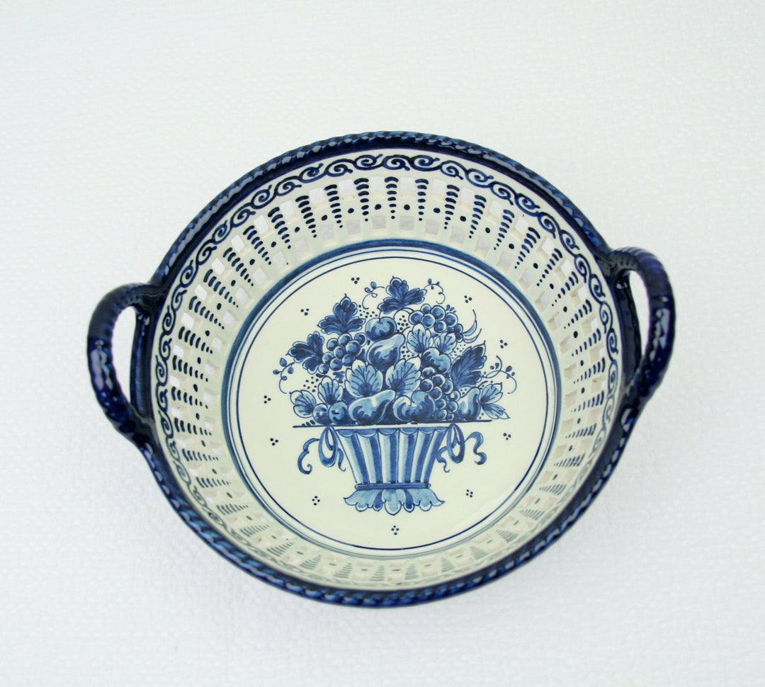 Vintage Delft Blue Fruit Basket With Ajour openwork Pattern Etsy
