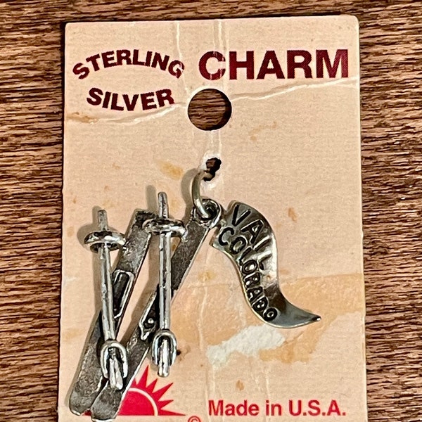 Vintage Sterling Silver Vail Colorado Skiing Charm, Made in USA