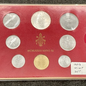 Vintage 1973 Vatican Lira Coin Set, Papal Italian Silver 83.5% 500L Coin, Uncirculated Coins 51 Year Old in Original Packaging, Collectible