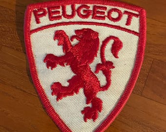 Vintage 1950s Red and White Peugeot Jacket Patch Red Lion 1955-1960 Logo French Automotive, France Automobilia NOS