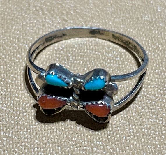 Vintage 1970s Navajo Turquoise and Coral Butterfl… - image 2