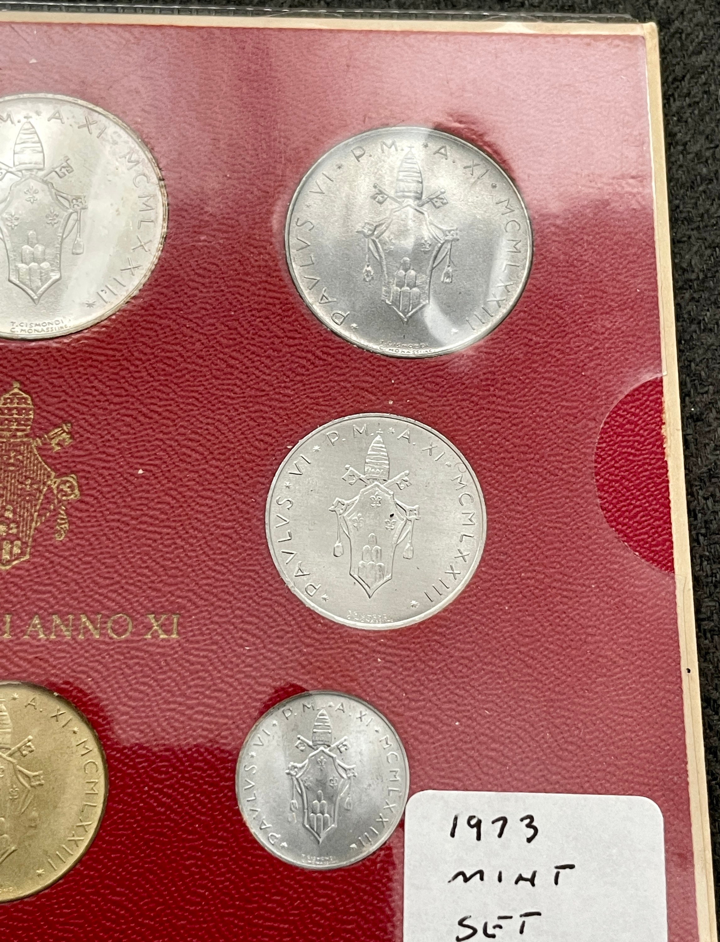 ヴィンテージ 1973 バチカン リラ コイン セット、教皇イタリア銀貨