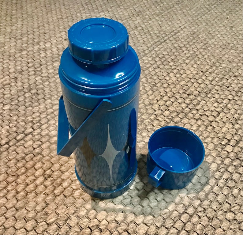 Vintage 1960s Blue Aladdin Thermos With Top and Cup Complete Etsy