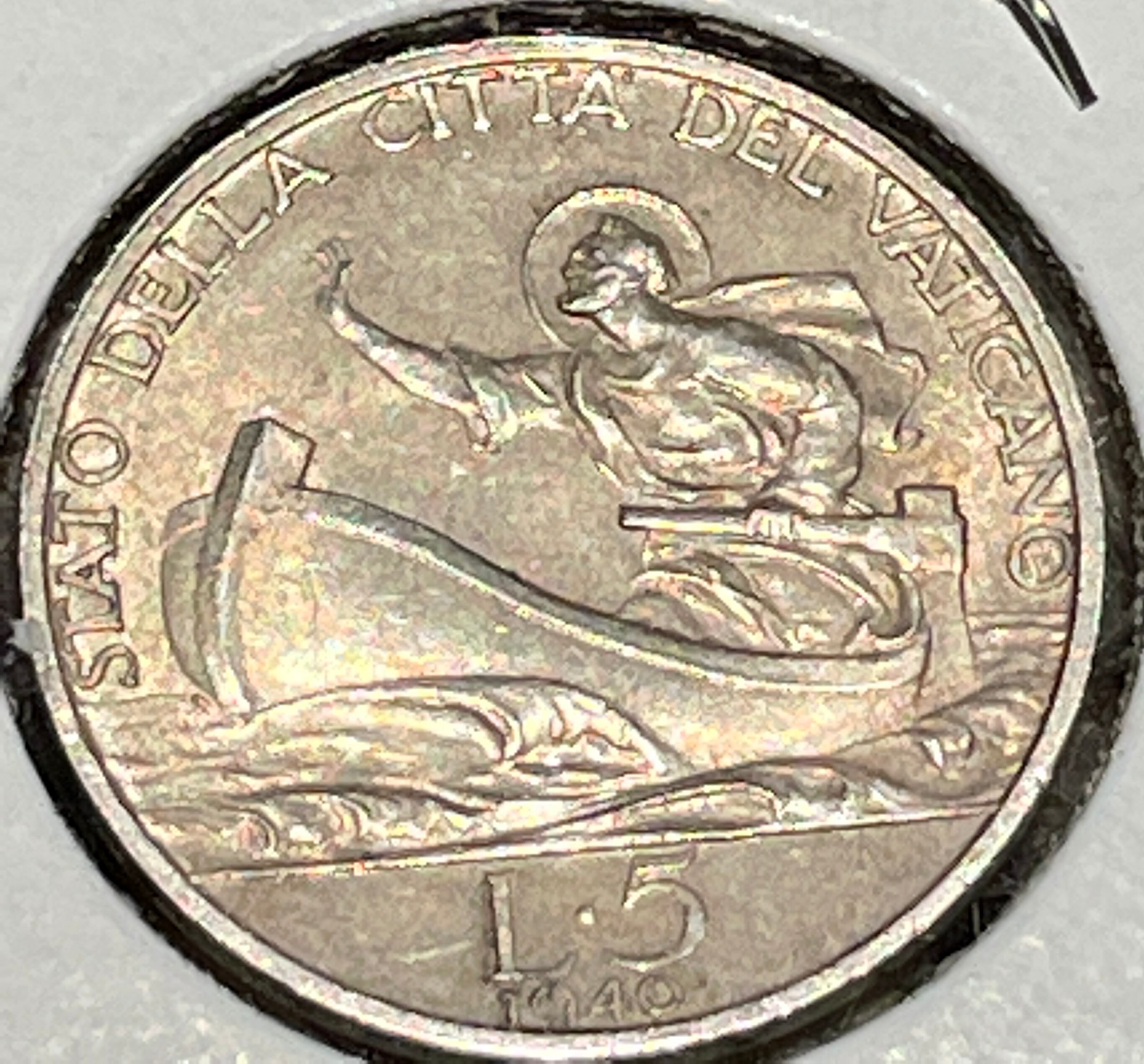 1940年バチカン5リラ銀貨、ピウス12世教皇、第二次世界大戦時代 - Etsy