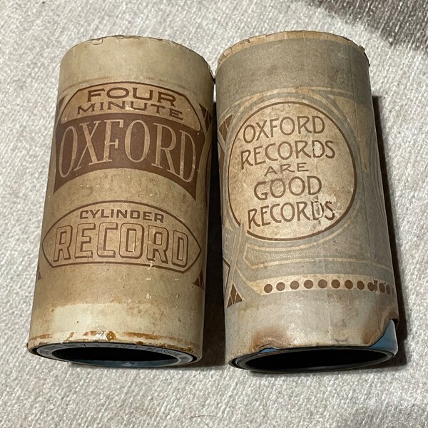 Two Antique 1900’s Four Minute Oxford Wax Cylinder Record Graphaphone Phonograph Talking Machine Songs Nights of Gladness, Only A Pansy