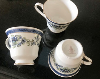 Vintage Royal Doulton English Bone China, Venetian Patterned 1975, Three Tea Cups Made in England, Posh Antique Look
