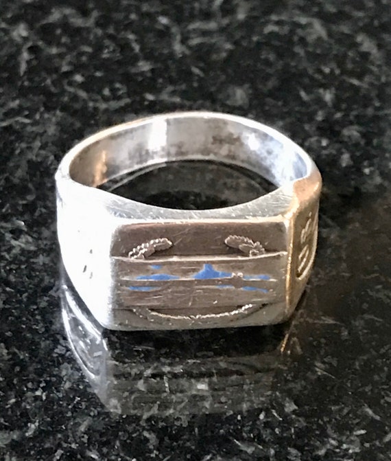 Rare Vintage WW2 Sterling Silver Infantry Combat Signet Ring US