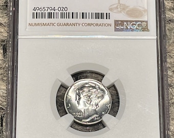 1941 Mercury Dime, NGC MS 66, 90% Silver, WW2 Era