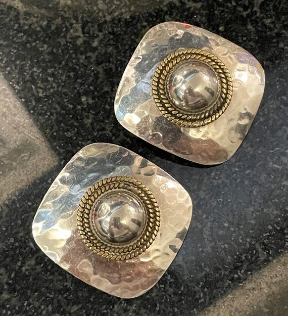 Vintage 1970s Taxco Hammered Sterling Silver Stud… - image 2