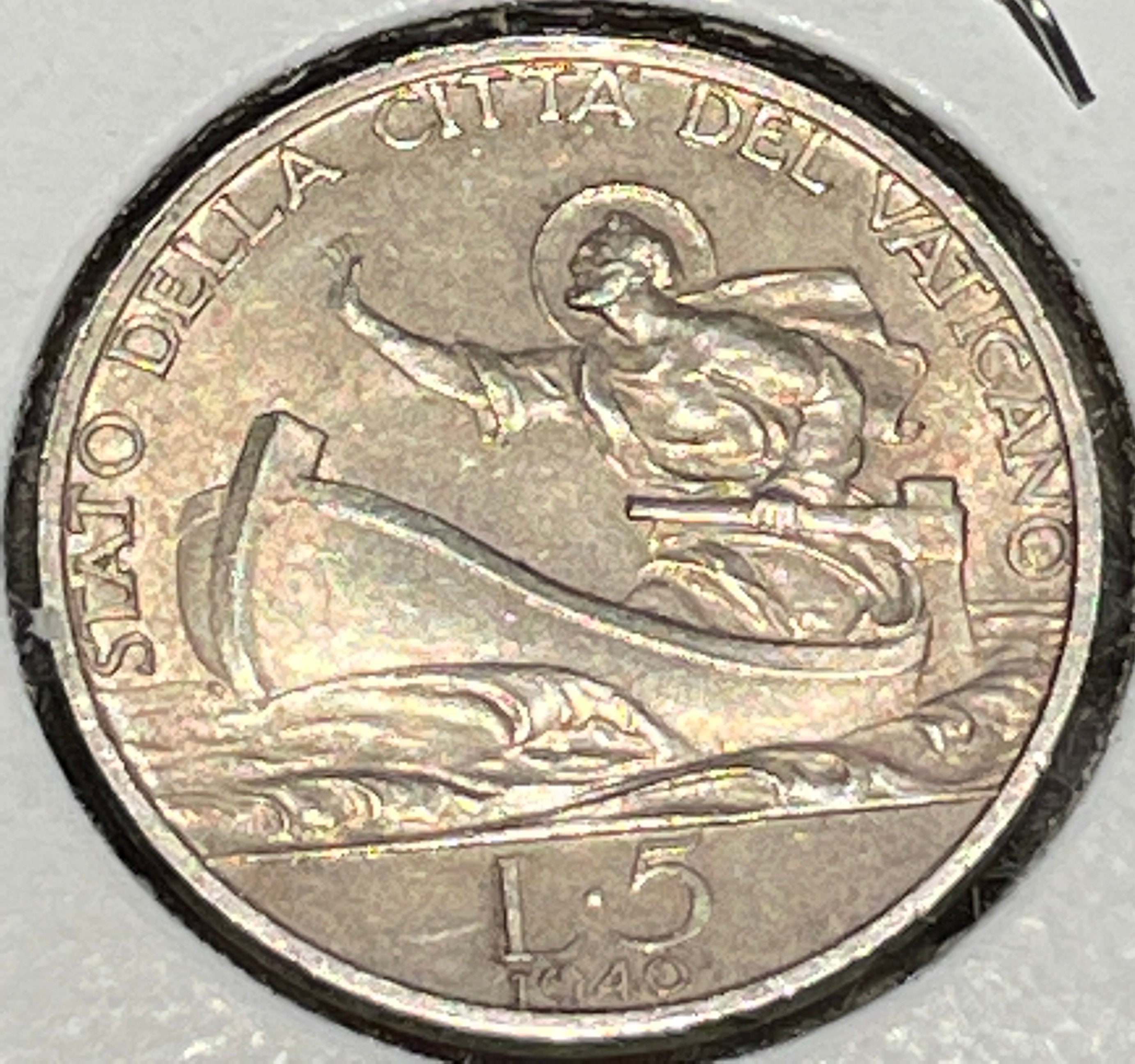 1940年バチカン5リラ銀貨、ピウス12世教皇、第二次世界大戦時代 - Etsy
