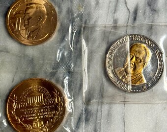 Vintage US Bronze Collector Medallions: Bush, Roosevelt, Treasury Anniversary