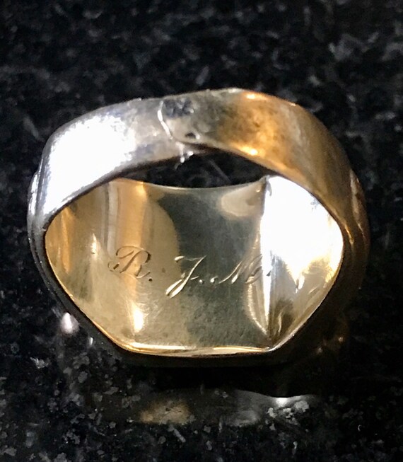 Antique European Masonic Gold Ring 1950s Engraved… - image 8