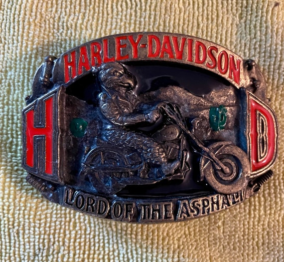 Vintage Harley Davidson Belt Buckle, 1992 Baron USA H-414, Lord of the  Asphalt, Pewter With Colored Enamel Remaining 
