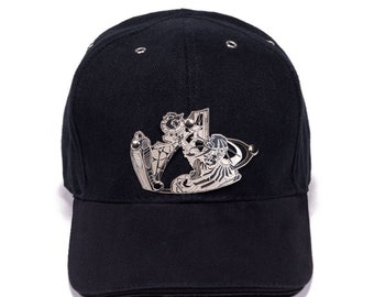 Black Baseball Cap – NYC Statue of Liberty Band Metal Hat, Futuristic Statement Design