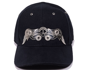 Black Baseball Cap – “Shafra” Band Metal Hat, Futuristic Sci-Fi Statement Design