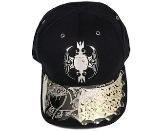 Black Baseball Cap – Robotic Warrior “Zanshee” Full Metal Hat (Bimetal Design), Futuristic Sci-Fi Statement