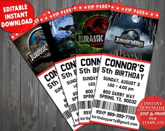 Jurassic Park Birthday Invitation, Jurassic Park Invitation, Jurassic Park Party Invitation, Jurassic Park Invite, Jurassic Invitation